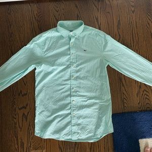 Boys blue green Vineyard Vines Button Down